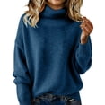 thumbnail image 6 of Chuancc Women's Crew Neck Sweatshirt,Womens Clothing Classic Crew Neck Pullover Tops To Wear With Skirts Long Sleeve Going Out Tops Autumn Knit Pullover Tops D-Navy L, 6 of 9