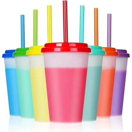 

Torubia 12oz Plastic Cups with Lids & Straws - 7 Pack Reusable Color Changing Cups Kids Adults Drinking Cup | Bulk Tumblers with Straw for Party Ice Coffee Smoothie Juice Christmas Decorations