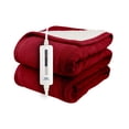 thumbnail image 1 of Pure Warmth Couverture Chauffante Électrique en Flanelle Sherpa 50x60 Rouge Blanc, 1 of 1