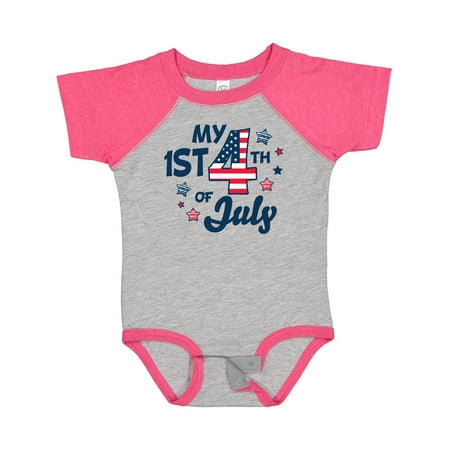 

Inktastic My 1st 4th of July with Striped Stars Gift Baby Boy or Baby Girl Bodysuit