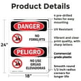 thumbnail image 2 of (2 Pack) No Forklifts Bilingual OSHA Danger Sign 18 Inch X 24 Inch Plastic Sign, Weather Resistant, UV Protected for Workplace, Business, and Construction Site, Made in the USA, 2 of 8