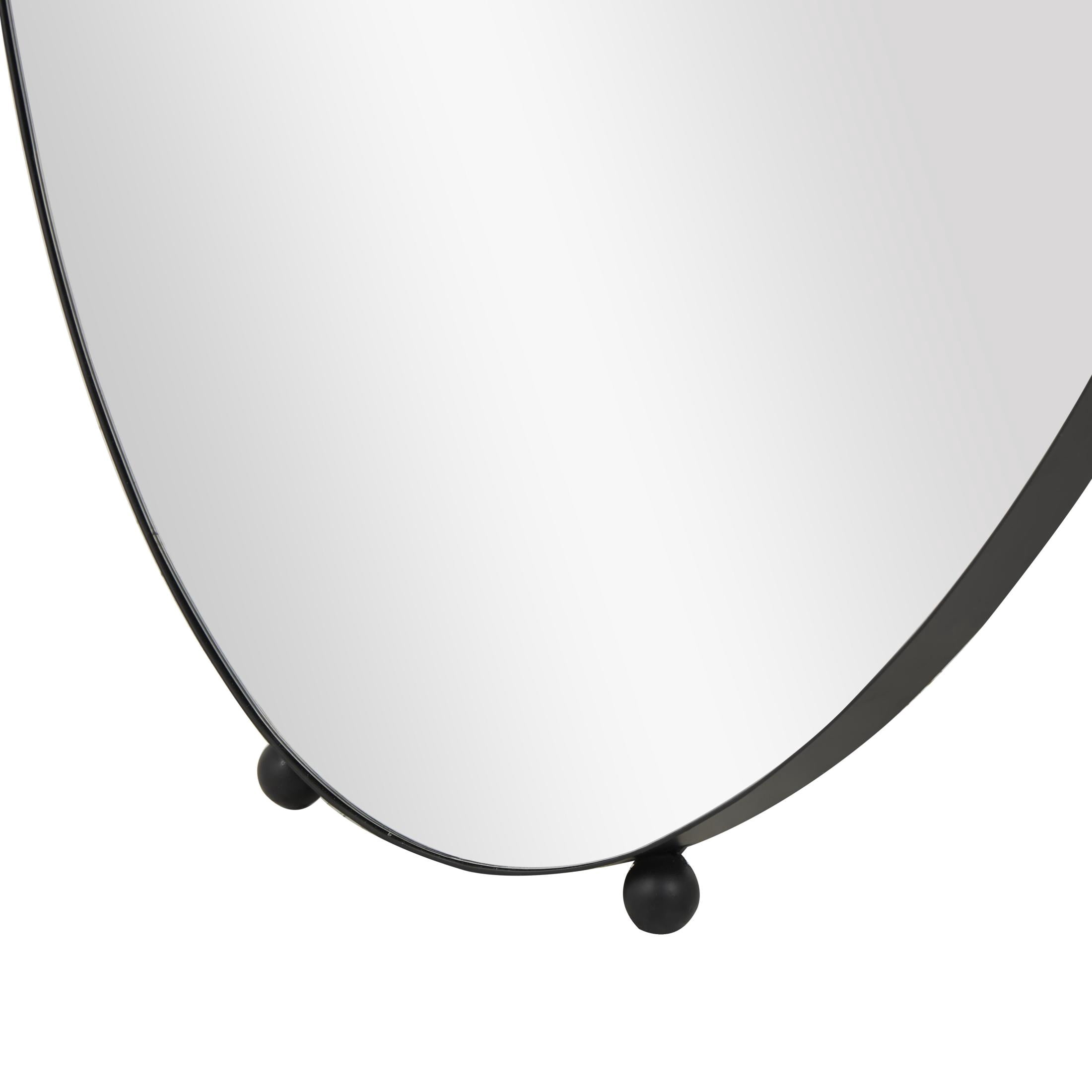 DecMode 32" x 69" Silver Metal Oval Freestanding Floor Mirror with Ball Feet