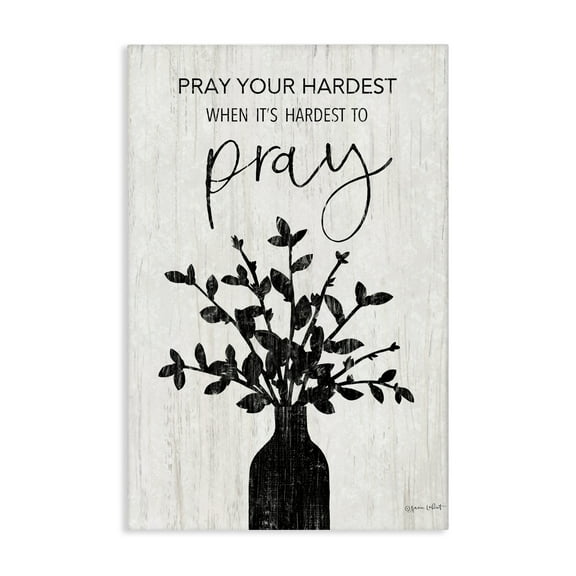 Stupell Industries Pray Your Hardest Religious Painting Gallery Wrapped Canvas Art Print Wall Art, 16 x 24