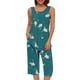 thumbnail image 4 of Conjunto de Ropa de Estar de Mujer Cuello Redondo Impresión Blusa sin Mangas Pantalones Cortos, Pantalones de Cintura Elástica para las Mujeres, 4 of 7