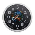 thumbnail image 1 of Wall Clock Home Decor or for a Patio/RV/Game Room 10" Round Silver Edge with a Black Face Featuring Your Choice of a Comic Superhero Themed Vinyl Decal - FREE Battery Included (Round Spiderman), 1 of 1