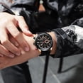 thumbnail image 2 of Men's Watches, Business Casual Chronograph Quartz  Wristwatch Black Leather Strap Watch for Man, 2 of 6
