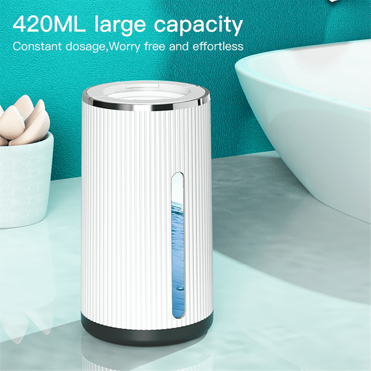 420ML Automatic Foaming Soap Dispenser 4 Gear Infrared Sensor USB Rechargeable Dispenser Wall Mounted IPX6 White