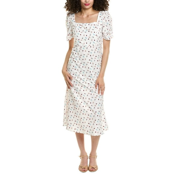 Colette Rose womens  Puff Sleeve Midi Dress, m, White