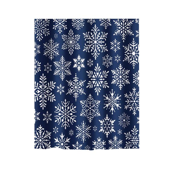 Cortina de ducha de poliéster con estampado navideño de copos de nieve de invierno para baño.