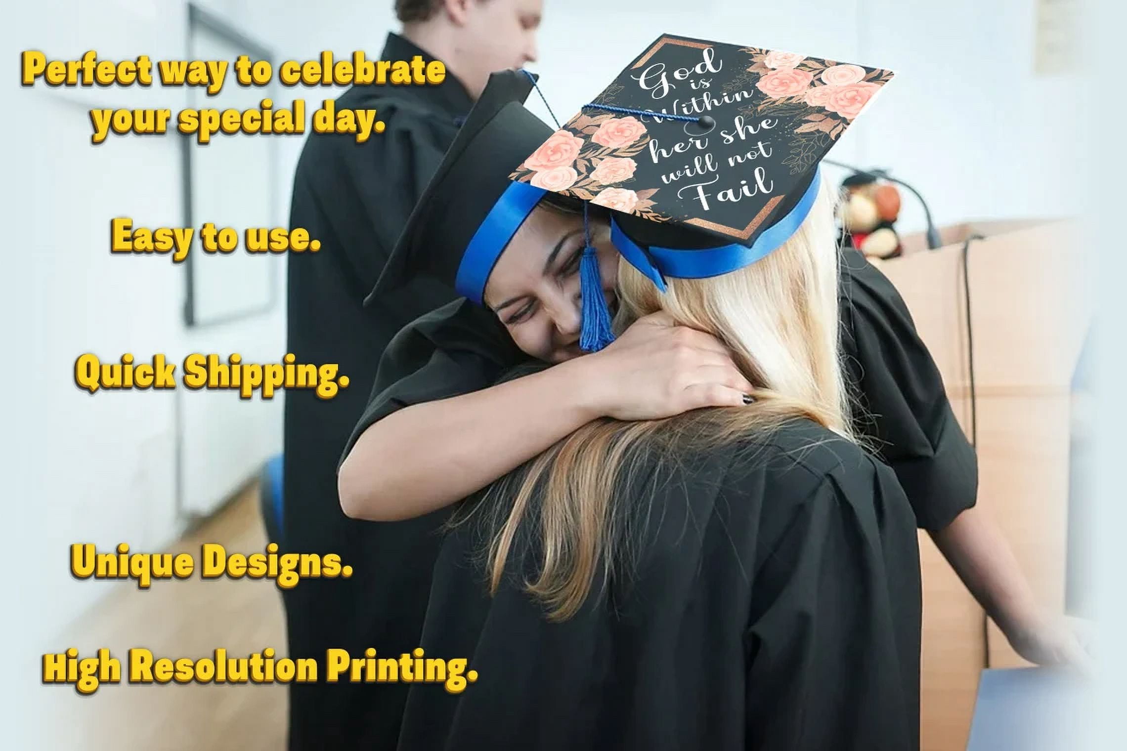 God Is Within Her She Will Not Fail, Psalm 46:5, Bible Verse Quote, Graduation Cap Topper Decoration, Graduation Gift