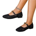 thumbnail image 5 of CHWshoes Women's Floral Embroidered Mesh Mary Jane Flats Square Toe Buckle Strap Breathable Ballet Shoes for Dressy Trendy Work Office Wedding Daily Ballerina，Black Size 41, 5 of 5