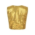 thumbnail image 2 of Nyeemya Sparkle Sequins Waistcoat for Kids Boys Girls Halloween Sleeveless Vest Latin Jazz Hip Hop Dance Tops Dancewear Gold 13-14, 2 of 7