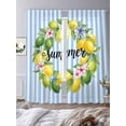 thumbnail image 4 of Lemon Wreath Sheer Curtains 108 Inch Long 2 Panels, Summer Fruit Frangipani Starfish Blue Stripes Light Filtering Rod Pocket Curtains, Sheer Voile Drapes for Living Room Bedroom, 52"x108", 4 of 8