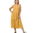 thumbnail image 4 of Zenana's Women & Plus Round Neck Sleeveless A-Line Ruffle Tiered Casual Sun Maxi Dress, 4 of 5