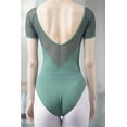 thumbnail image 2 of Adult Mesh Low Back Short Sleeve Performance Leotard Top Dance Attire Jumpsuit, 2 of 5