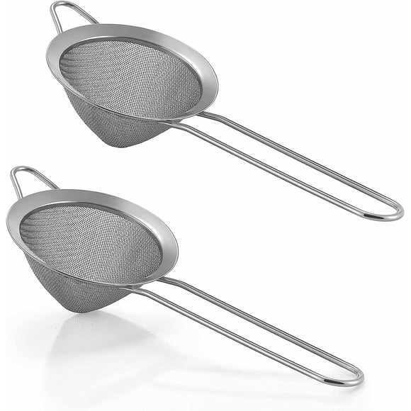 Ensemble de 2 Passoires à Mailles Fines, HaWare Passoires à Thé en Acier Inoxydable Tamis Alimentaire Conique avec Long Manche, Filtrant Thé, Cocktails, Jus, Café et Boissons, Lavable au Lave-Vaisselle