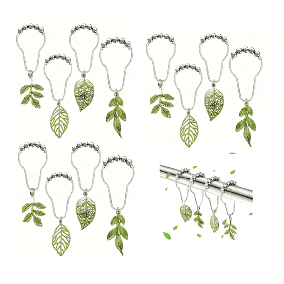 Loopunk 12 Pcs Shower Curtain Hooks, Rust Proof Shower Curtain Rings for Bathroom, Metal Decorative Shower Curtain Hangers Bathroom Accessories