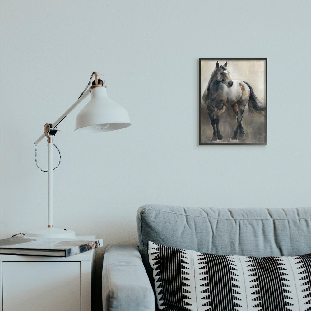 Stupell Industries Abstract Wild Horse Stance Brown Black Painting Framed Wall Art Design by Marilyn Hageman, 11" x 14", Black Framed