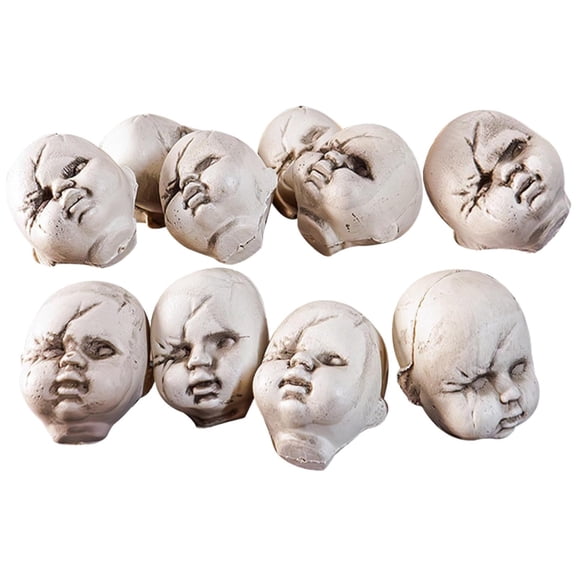 Clearance Items! Miniature Christmas Figurines Halloween Creepy Doll Head 10Pcs Plastic 2.8X2.8X2.4 Inch Scary Doll Head With Bag Diy To Paint Creepy For House Halloween Decor Christmas Decorations