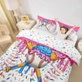 thumbnail image 2 of Castle Fairy Baseball Print Bedding, Ice Cream Drip Duvet Cover Full, Pink Blue,3pcs,1 Duvet Cover and 2 Pillowcases, 2 of 6