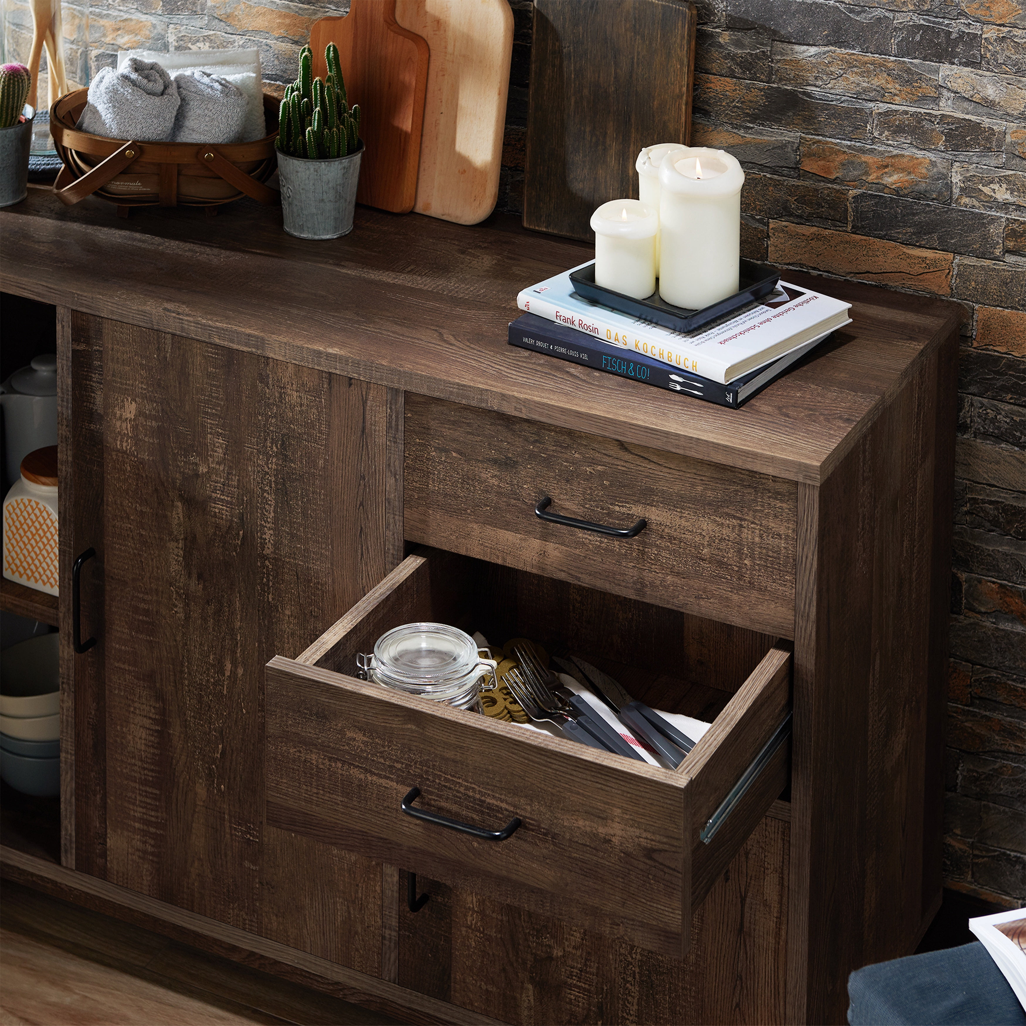 Furniture of America Peter Multi-Storage Buffet, Reclaimed Oak