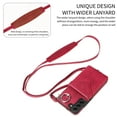 thumbnail image 4 of for Samsung Galaxy S22 PU Leather Back + TPU Frame Rugged Case, Classic 360 Rotating Ring Kickstand Card Slots Shoulder Strap Drop Protective Slim Fit Shockproof Phone Case Cover, Red, 4 of 12