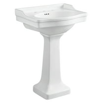 Kingston Brass VPB3248 Imperial 24-3/16" Ceramic Wall Mount Pedestal Sink (8-Inch, 3-Hole), White