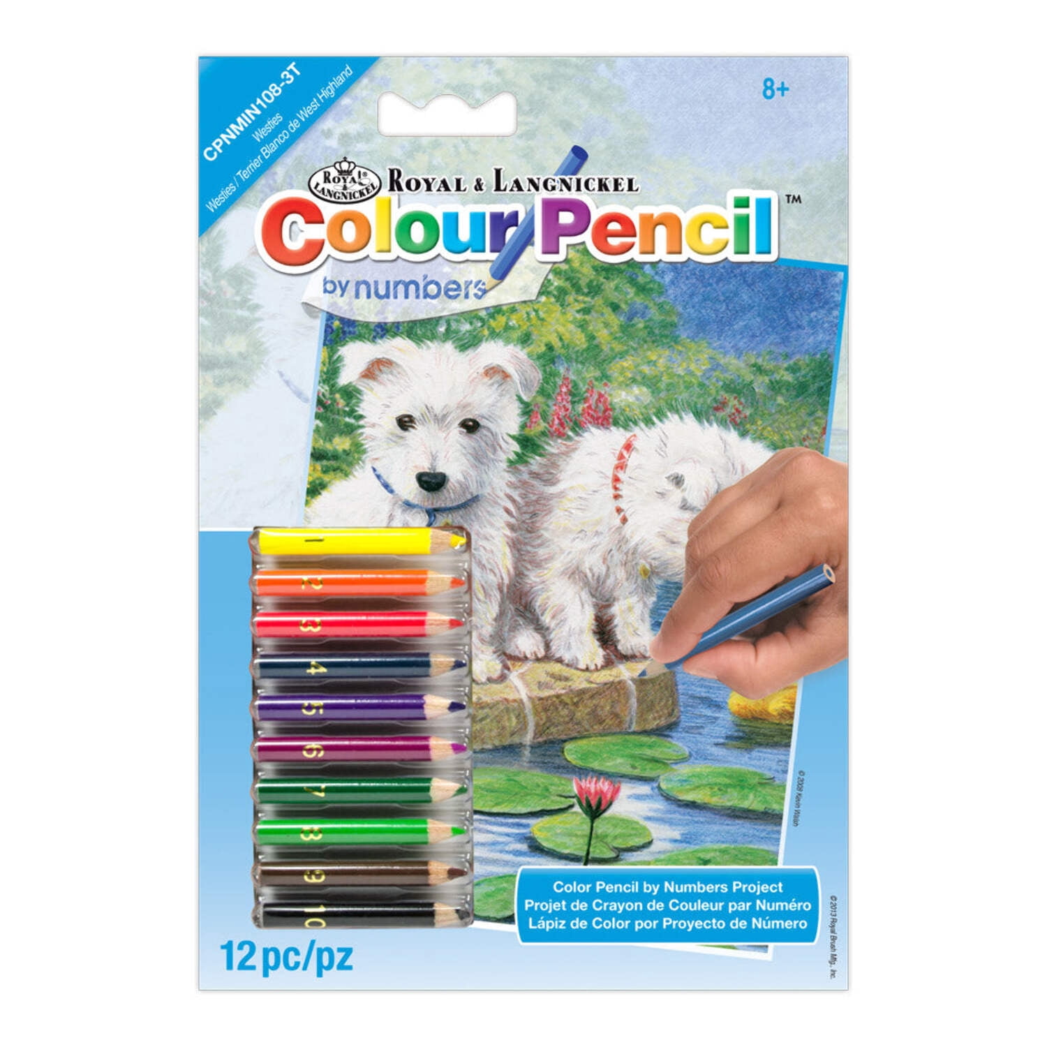 (4 pack) CPNMIN-108 | Colour Pencil by numbers™ 12pc 5" x 7" Westies Project