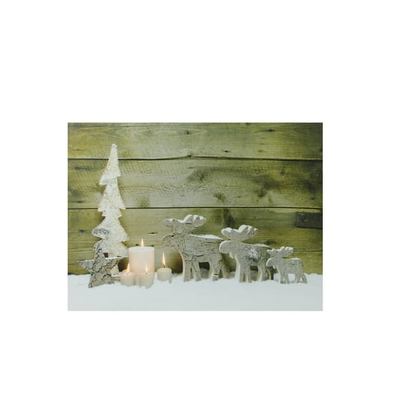 Northlight LED Lighted Flickering Candles and Moose Christmas Canvas Wall Art - 12" x 15.75"
