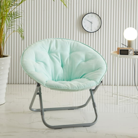 Urban Shop Large Microsuede Saucer Chair, Aqua, 30"