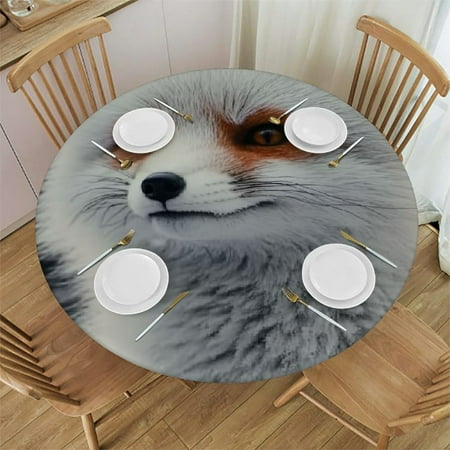 

SHERONV Fox Snow Frame Round Tablecloth 100% Polyester Waterproof Resistant Fabric Outdoor Fitted for Indoor Outdoor Restaurants Weddings Parties 42 -46