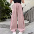 thumbnail image 5 of CPNG Girls Casual Sweatpants Solid Color Wide Leg Elastic Waist Baggy Sweatpants Loose Lightweight Street Style Pants, 5 of 6