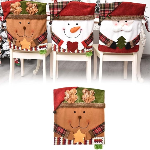 Christmas Chair Covers - Dining Chair Back Covers Set of 1/2/3 - Snowman Chair Decor