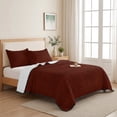 thumbnail image 5 of Quilts Twin XL Size Bedding Set, Vintage Wine Red Lightweight Quilted Comforter, Modern Farmhouse Textured Rustic Soft Reversible Bedspread Coverlet with Pillow Covers for All Season, 68" x 98", 5 of 9