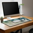 thumbnail image 4 of Gaming Mouse Pad Navy Desk Mat Large Desk Pads Mens Office Accessories Pad for Table Non-Slip Rubber Base Waterproof with Stitched Edges 35.4" X 15.7" for Game Office, Peacock Feather, 4 of 7