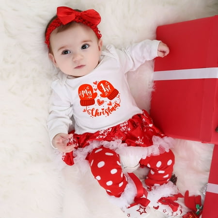 

Baby Days Savings! TMOYZQ Toddler Newborn Baby Girls Princess Letter Tutu Dress Set Christmas Outfits Four-Piece Suit Baby Kids Christmas Clothes Overalls Outfits 0-2 Years