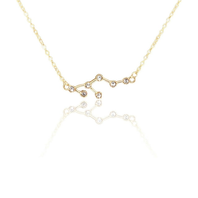 Ins Constellations Theme Friendship Necklace Rhinestone Comfortable Delicate with Display Card Pendant for Lover Festival Gifts Leo gold