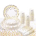 thumbnail image 2 of 201Pcs White and Gold Paper Plates Party Supplies for 50 Guests,Disposable Party Decorations Dinnerware Gold Dot Paper Plates Napkins Cups Tablecloth for Birthday Wedding Babyshower, 2 of 8