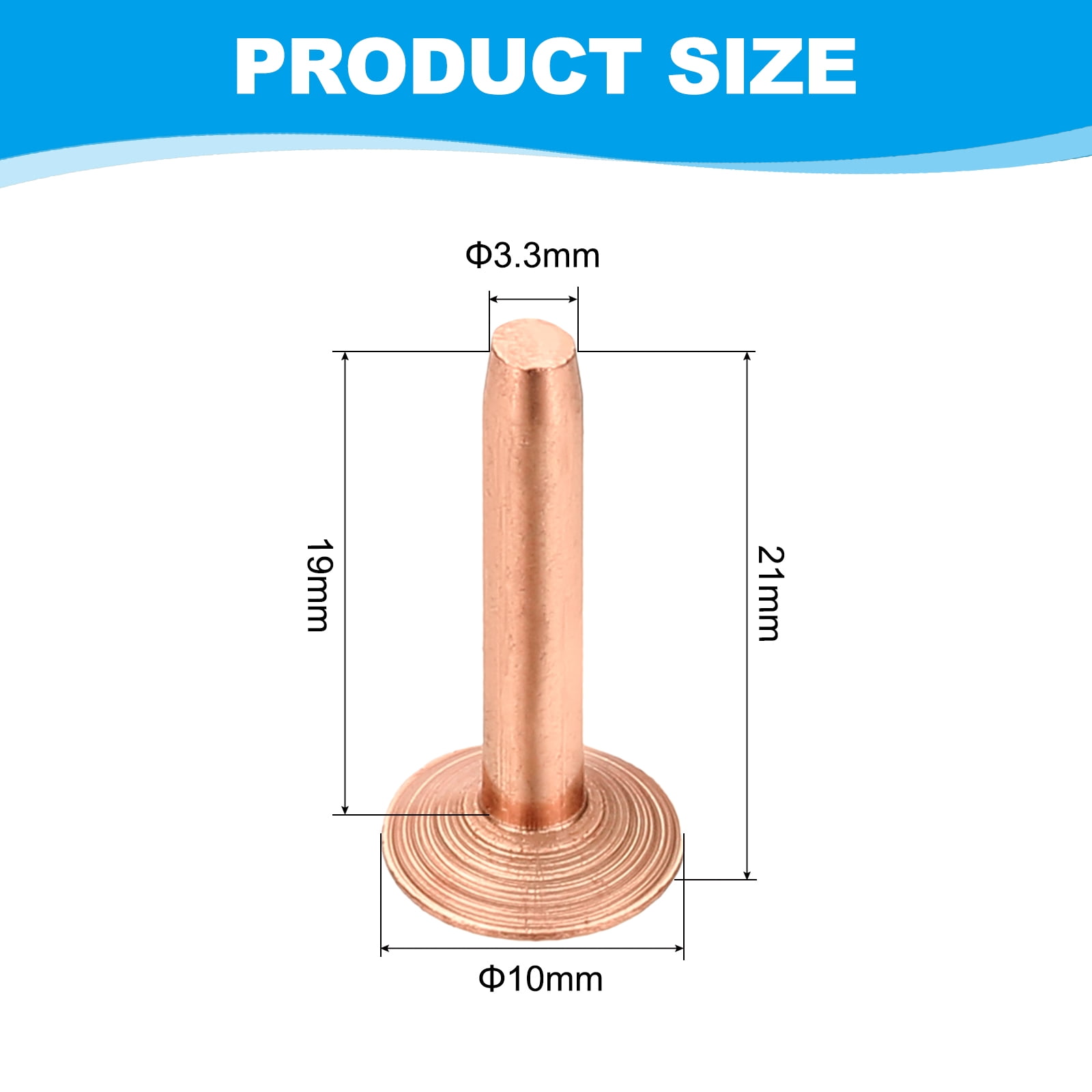 10x3.3x19mm Studs for Clothing, 100 Sets Spikes for Clothes Studs and Spikes Leather Rivets Burrs Copper Fastener Metal Screw Posts for Leather Jacket Crafting Crafts Fabric