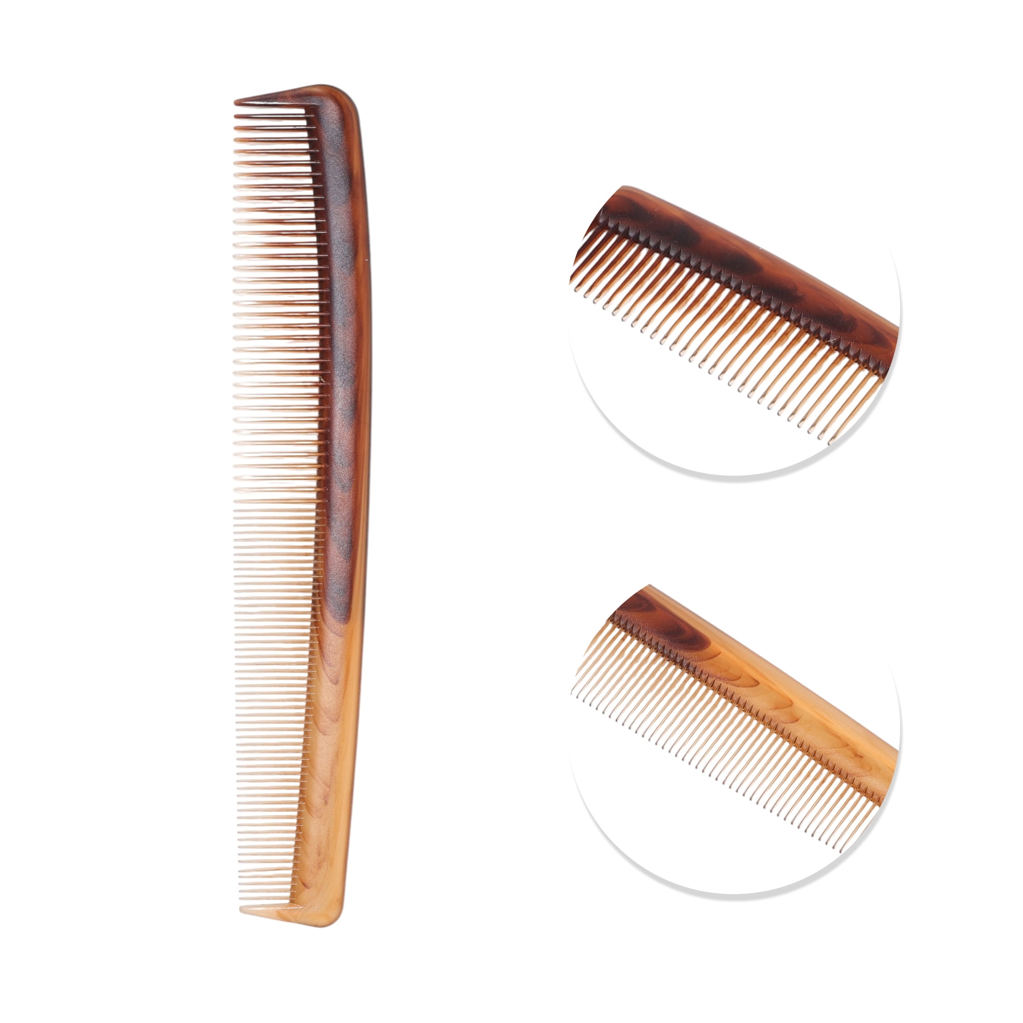 Unique Bargains One Piece Women Comfortable Two Color Flat Comb for Curly Hair Amber