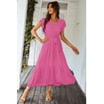 thumbnail image 2 of Vestido cruzado con escote en V, cinturón floral pequeño PRETTYGARDEN, 2 of 7