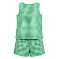 thumbnail image 3 of Htigea Womens Plaid 2 Piece Sets Casual Sleeveless Top Elastic Waisted Shorts Matching Outfits Summer Loungewear Green XXL, 3 of 6