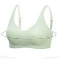 thumbnail image 6 of Womens Workout Bras Tops Bra Wire-Free Underwears Base Vest Style Sports Lingerie V-Neck Convertible Bra Feature Hook and Eye Closure T-Shirt Bra Style Y-260 , Green XL, 6 of 8