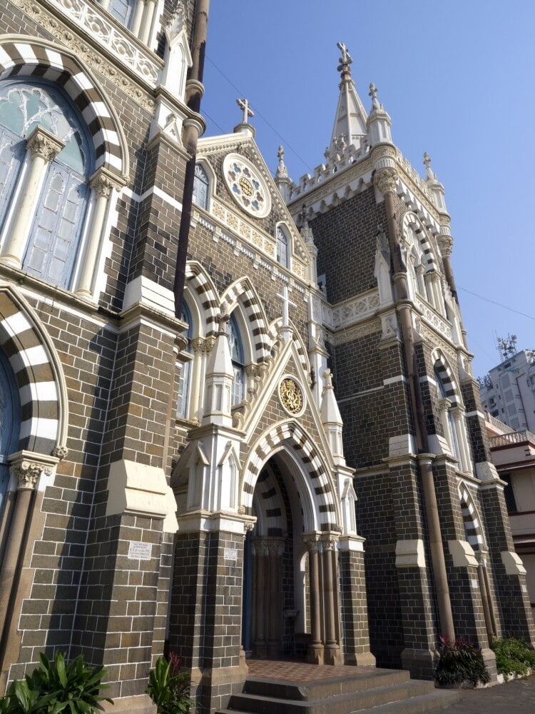 Facade of the Mount Mary Church, Bandra, Mumbai, Maharashtra, India