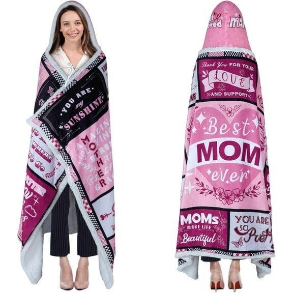 Soft Wearable Blanket Hoodie, Cozy Pink Blanket, Unique Throw Blankets Presents for Birthday, Christmas