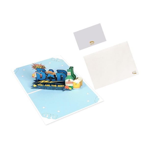 Tarjeta del día del padre Tarjeta de felicitación 3D que incluye sobre Tarjeta Tarjeta de bendición navideña para hombres, papá, padre,