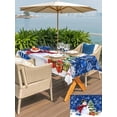 thumbnail image 4 of Outdoor Tablecloth with Umbrella Hole and Zipper, Navy Blue Christmas Rectangle Table Cloth 60x120 Inch Waterproof Tablecloth, Snowman Xmas Tree Ball Gifts Winter Picnic Table Cover for Patio Camping, 4 of 7