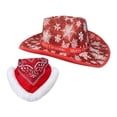 thumbnail image 2 of Christmas Cowboy Hat Big Brim Cap for Women Men Gift Santa Claus Western Hat A, 2 of 8