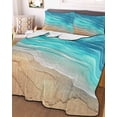 thumbnail image 3 of Quilts Twin Size Bedding Set, Aqua Ombre Coastal Lightweight Quilted Comforter, Summer Nautical Beach Ocean Seaside Soft Reversible Bedspread Coverlet with Pillow Covers for All Season, 68" x 86", 3 of 7