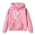 thumbnail image 4 of Girls Hoodies Size 10-12 Loose Pullover Hoodie Comfortable Graphic Print Cropped Sweatshirt Children Fall Winter Little Girls Clothes Pink, 4 of 4